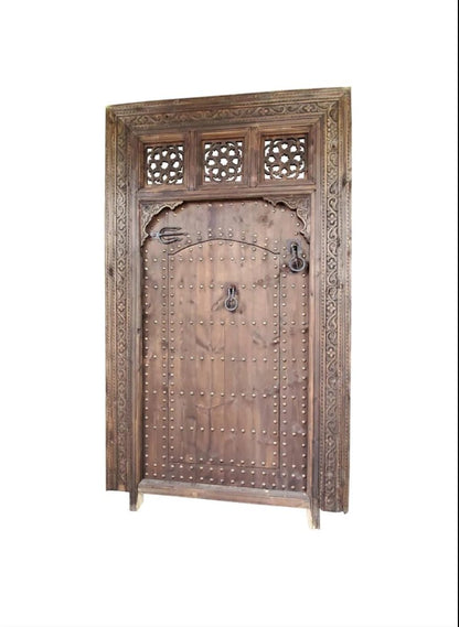 Wooden Moroccan Door - CARVED TWO SIDE - DOUBLE CARVED TRIM