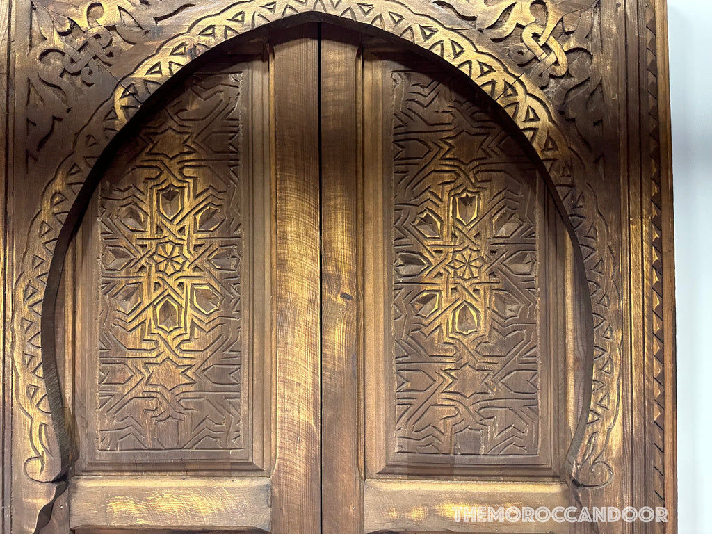 Porte Marocaine Fabriquée À La Main En Bois De Qualité Supérieure Pour Un Ambiance Chaleureuse Et Authentique