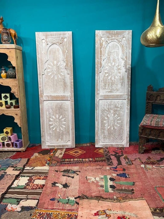 Hand carved sliding barn door, antique Moroccan white door, custom size front door, double or single interior exterior doors, wall art decor