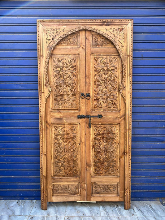 Wooden Moroccan Door With Handmade Carved Motif , Crafted by the best quality of wood