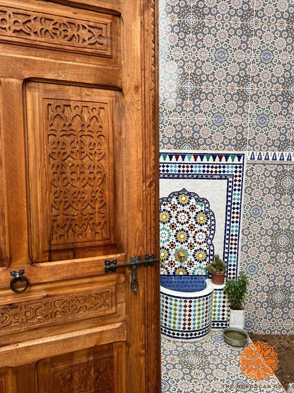 Wooden Carved Door With Carved iron  Locker Closet Interior designer Home Moroccan Gift Doors Modern Door & Locks EXTERIOR INTERIOR DOOR