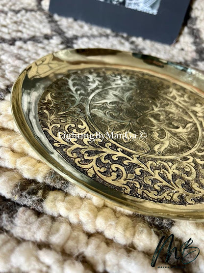 GIFT+FREE SHIPPING Moroccan Handmade Copper Tray, Moroccan Copper Platter Or Plate With Round Engraved Brass Plate to decorate your interior