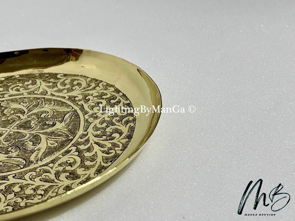 GIFT+FREE SHIPPING Moroccan Handmade Copper Tray, Moroccan Copper Platter Or Plate With Round Engraved Brass Plate to decorate your interior