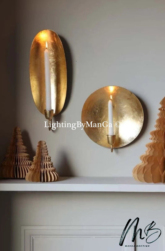 FREE Shipping + GIFT= Set of 2 Gold Brass Moroccan Wall Lamp, Round and Oval, Wall Lamps, Stylish Moroccan Wall Sconces, Moroccan Wall Decor