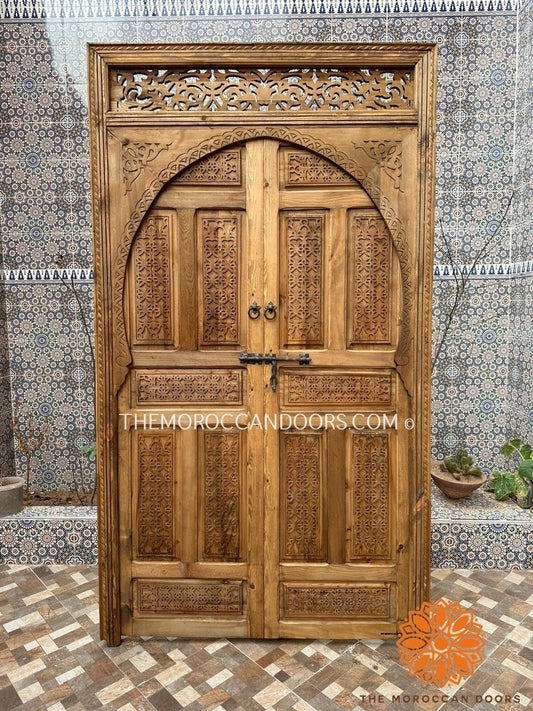 Rustic Barn Door, Moroccan Hand Carved Doors, Double Extra Large Custom Sliding Or Swinging Interior Door, Beautiful Solid Wood Doors,