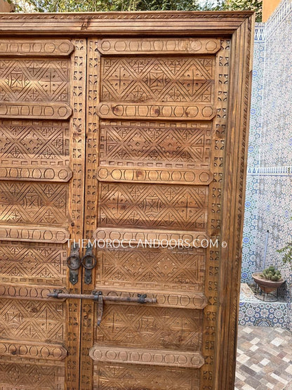 Hand-Carved Wooden Door, Inspired By Moroccan And Indian Culture, Solid Wood Door, Front Door, Wooden Carved Doors, Exterior Interior Doors.