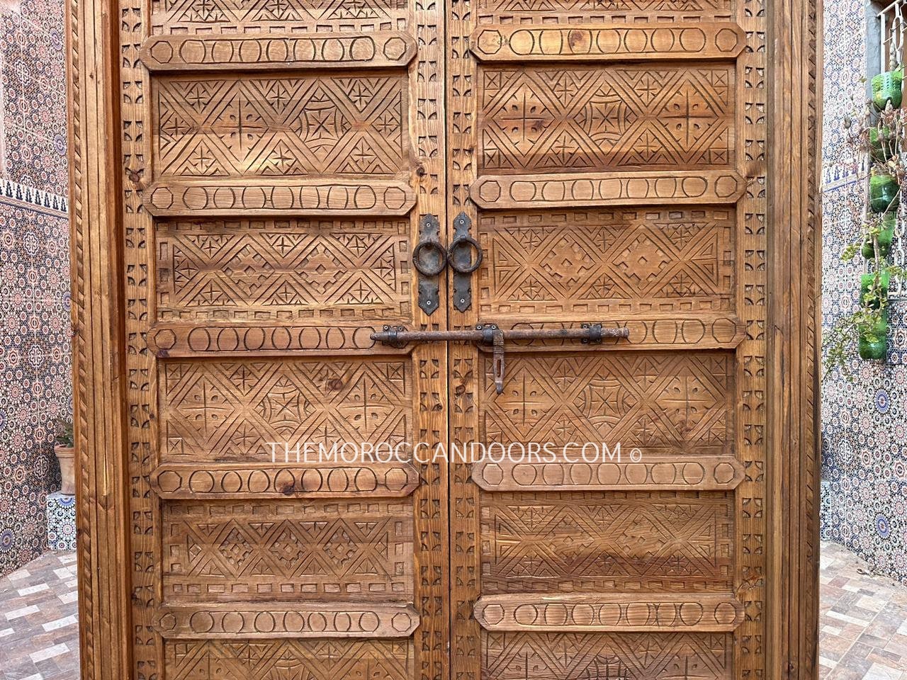 Hand-Carved Wooden Door, Inspired By Moroccan And Indian Culture, Solid Wood Door, Front Door, Wooden Carved Doors, Exterior Interior Doors.