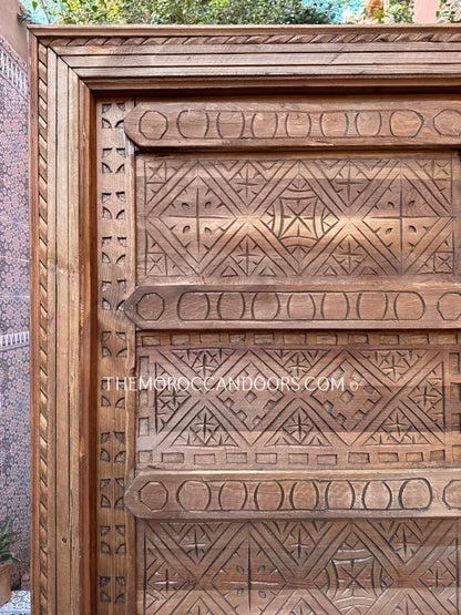 Hand-Carved Wooden Door, Inspired By Moroccan And Indian Culture, Solid Wood Door, Front Door, Wooden Carved Doors, Exterior Interior Doors.