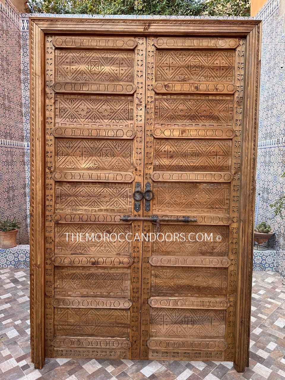 Hand-Carved Wooden Door, Inspired By Moroccan And Indian Culture, Solid Wood Door, Front Door, Wooden Carved Doors, Exterior Interior Doors.