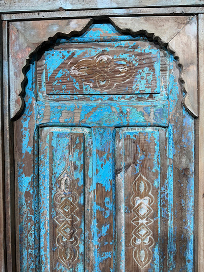 NoW WITH FREE SHIPPiNG - UNIQUE Hand Carved Old Beautiful Wooden Door, Moroccan Vintage Door.