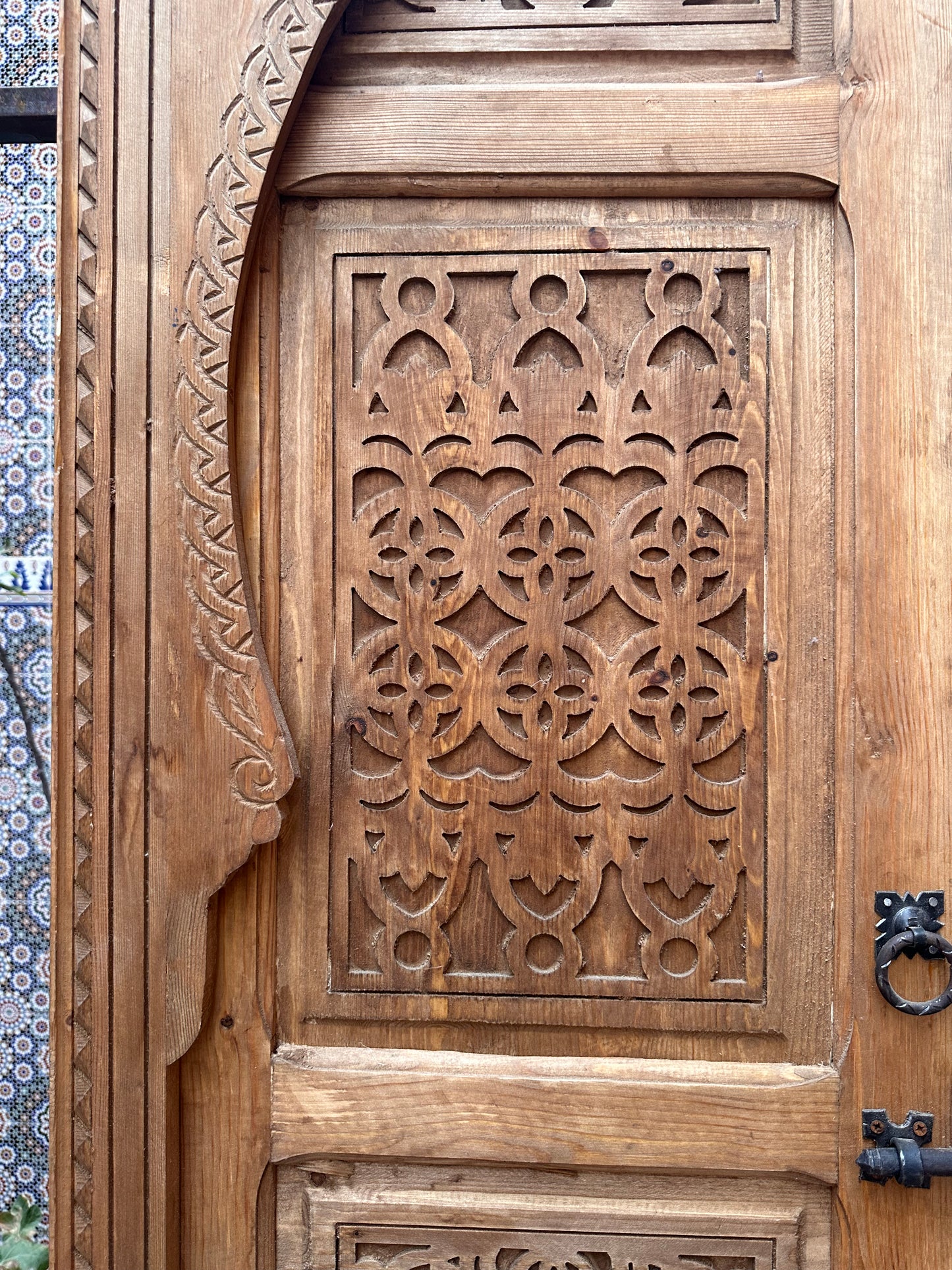 Moisture-resistant exotic wood bathroom door, carved with plant motifs, adding a touch of nature to your relaxation space.