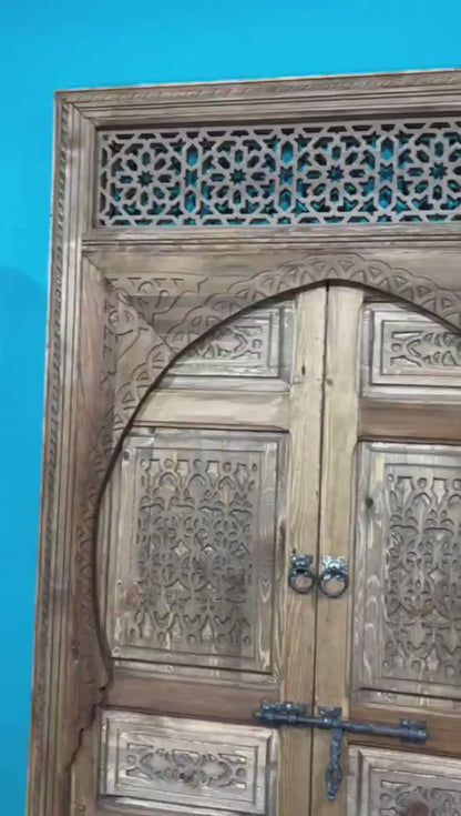 Moroccan Interior Door Traditional Wood Carved , With Amazing Model of illustration , Best Quality of Wood