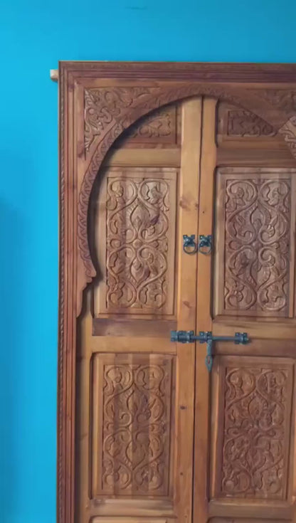 Moroccan Interior Door, Traditional Wooden Carved pannel of Best Quality of Wood , Amazing Carved Moroccan Door