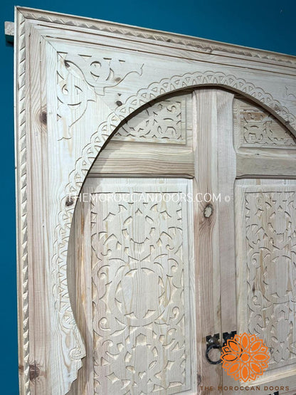 Transform Your Home's Entrance: Hand-carved double wooden doors, a transformative touch that elevates your home's curb appeal and showcases your appreciation for craftsmanship. 