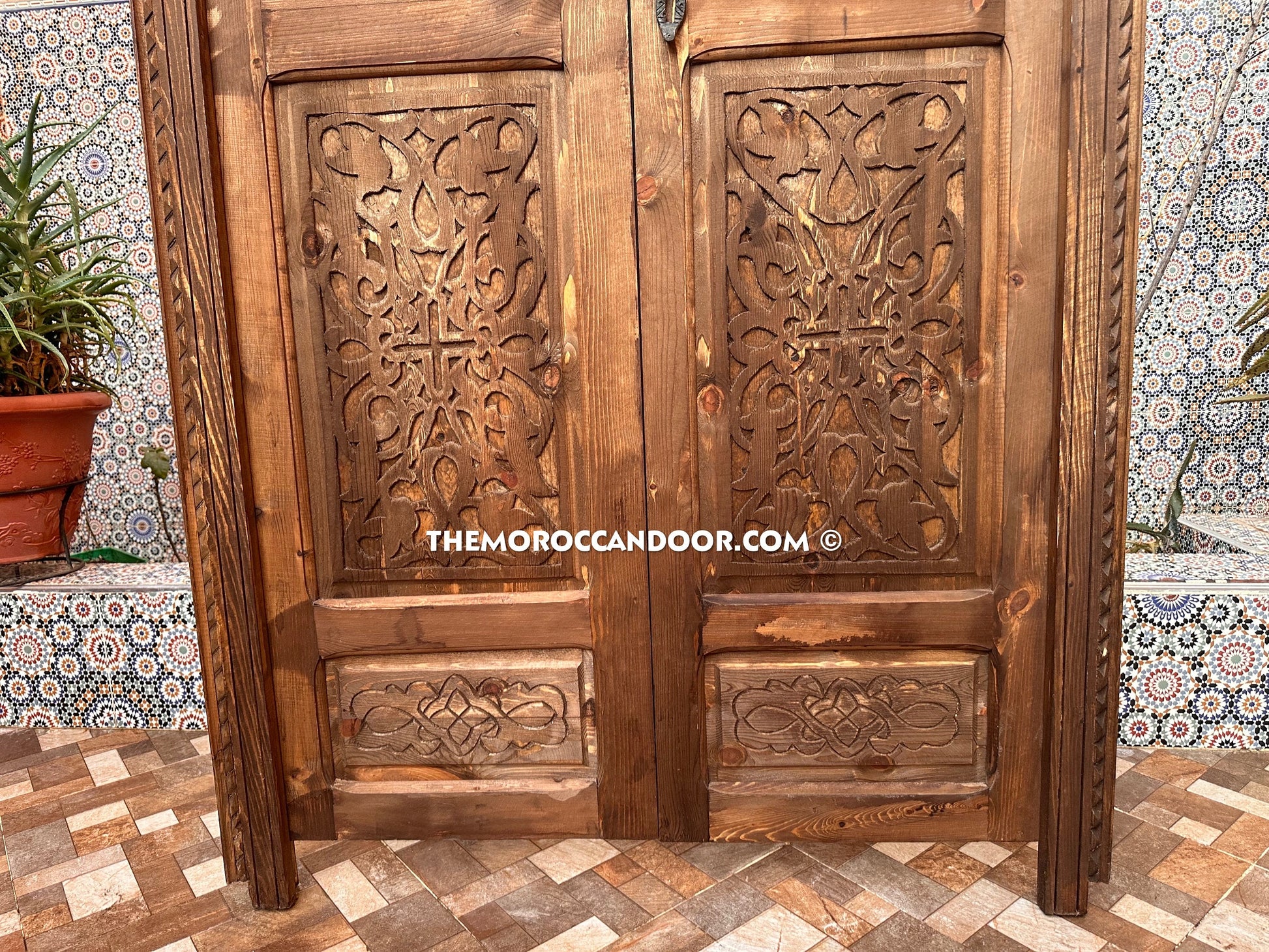 Elevate Your Home with Exotic Charm - Custom Wooden Doors - Exquisite Hand Carved Wood Door - Door With Window