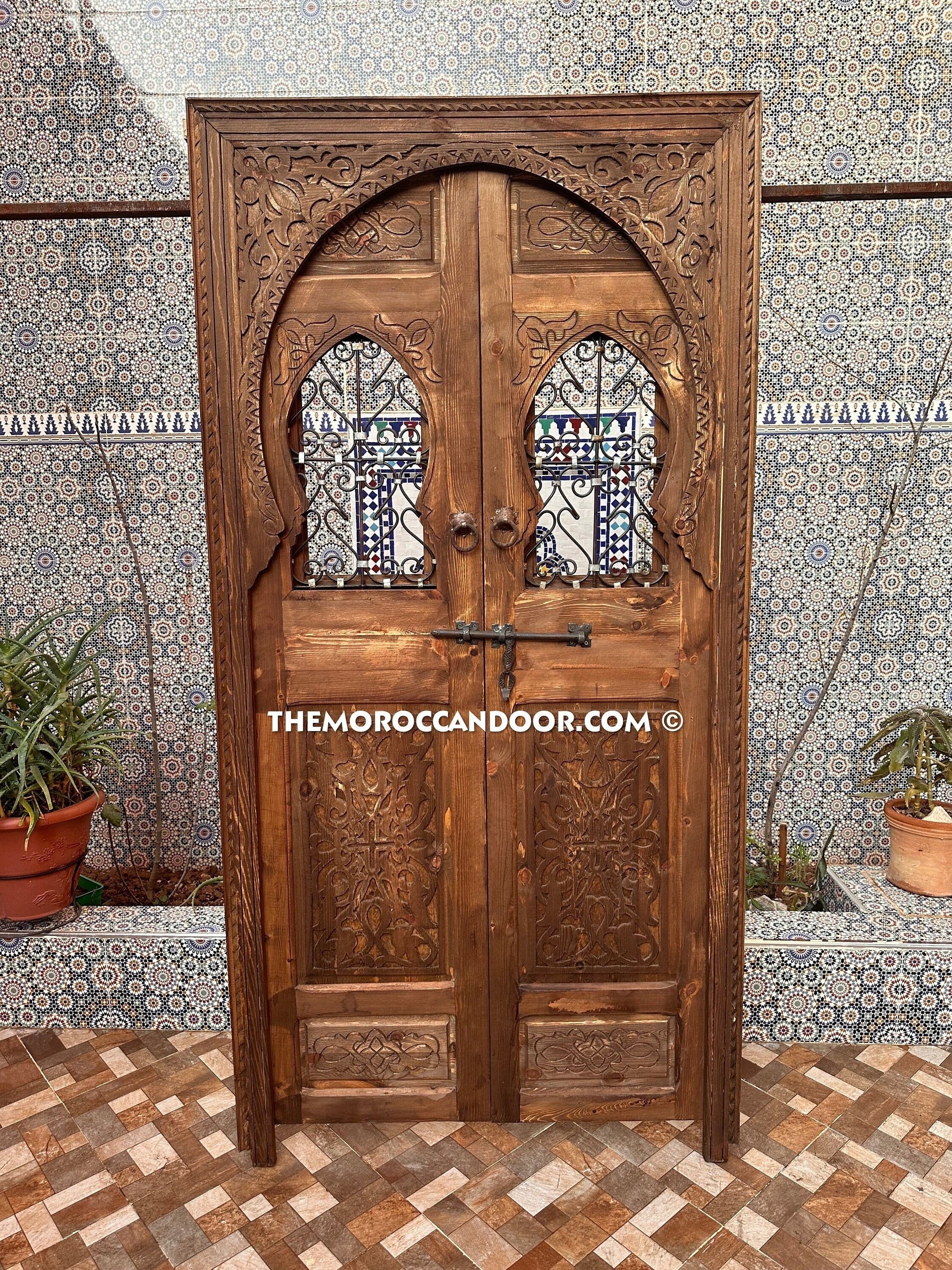 Elevate Your Home with Exotic Charm - Custom Wooden Doors - Exquisite Hand Carved Wood Door - Door With Window