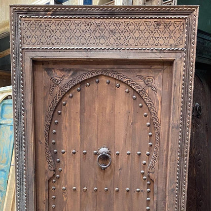 porte de riad extra grande sculptée, porte en bois marocain | Prix choc