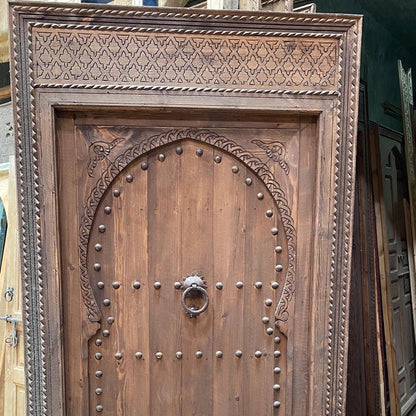 porte de riad extra grande sculptée, porte en bois marocain | Prix choc