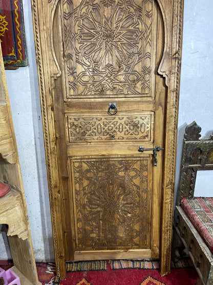 marocain porte géométrique main sculpture chambre intérieure mauresque méditerranée architecturale bois travail maison porte maison