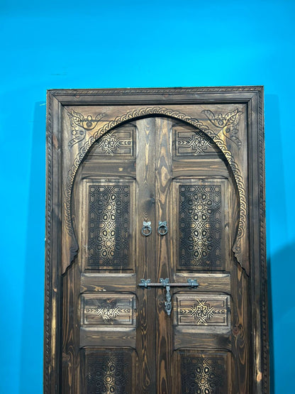 Porte d'exterieur et d intérieure, Porte marocaine, Wall deco Double Carved Wooden Door marocaine, déco murale, tailler la porte sculpté ,