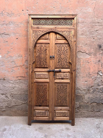 Door Moroccan Unique traditional interior carved wooden door, with a model of illustration docked , Wall decor, antique carve doors