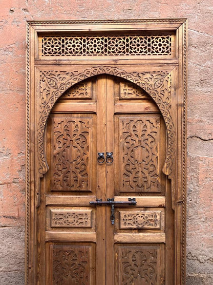 Door Moroccan Unique traditional interior carved wooden door, with a model of illustration docked , Wall decor, antique carve doors