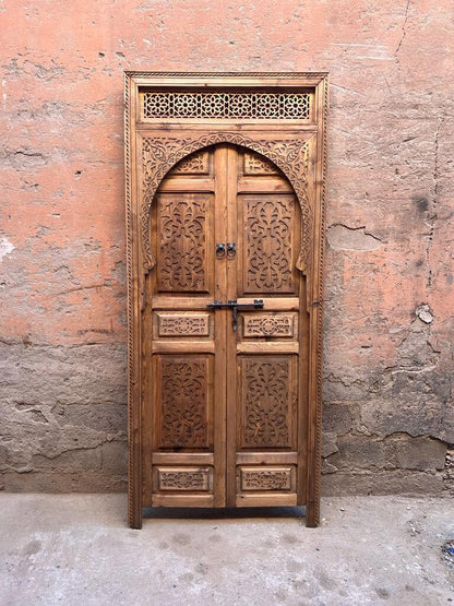 Door Moroccan Unique traditional interior carved wooden door, with a model of illustration docked , Wall decor, antique carve doors