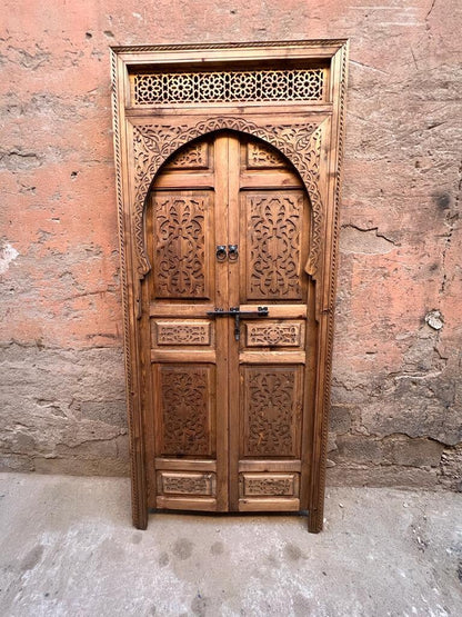 Door Moroccan Unique traditional interior carved wooden door, with a model of illustration docked , Wall decor, antique carve doors