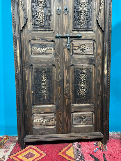 Porte d'exterieur et d intérieure, Porte marocaine, Wall deco Double Carved Wooden Door marocaine, déco murale, tailler la porte sculpté ,