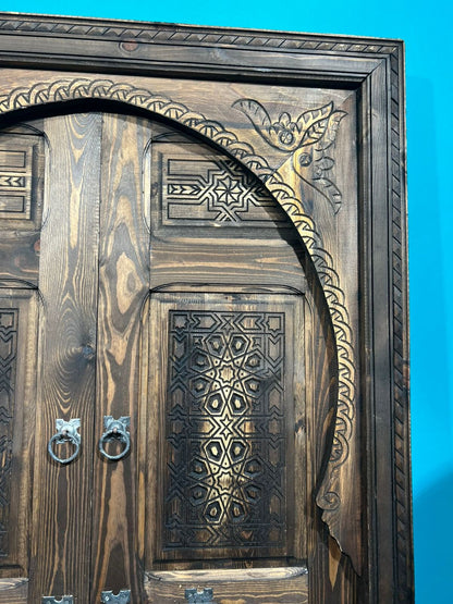 Porte d'exterieur et d intérieure, Porte marocaine, Wall deco Double Carved Wooden Door marocaine, déco murale, tailler la porte sculpté ,