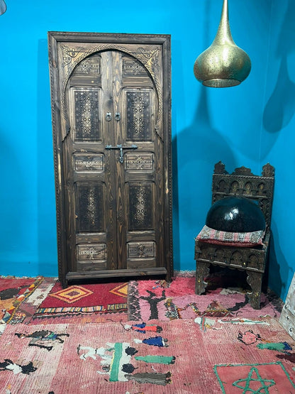 Porte d'exterieur et d intérieure, Porte marocaine, Wall deco Double Carved Wooden Door marocaine, déco murale, tailler la porte sculpté ,