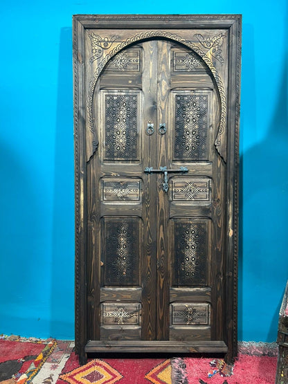 Porte d'exterieur et d intérieure, Porte marocaine, Wall deco Double Carved Wooden Door marocaine, déco murale, tailler la porte sculpté ,