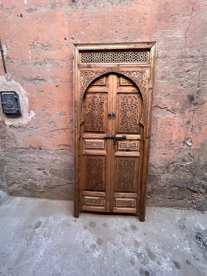 Door Moroccan Unique traditional interior carved wooden door, with a model of illustration docked , Wall decor, antique carve doors