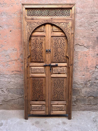 Door Moroccan Unique traditional interior carved wooden door, with a model of illustration docked , Wall decor, antique carve doors