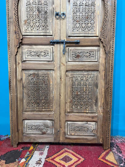 Moroccan Interior Door Traditional Wood Carved , With Amazing Model of illustration , Best Quality of Wood