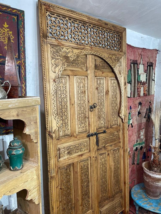 Porte marocaine traditionnelle Porte en bois sculptée , exterior interior Door