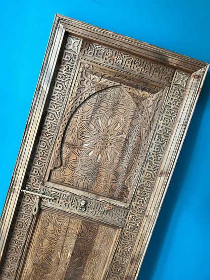 Carved Wooden Door With Copper Locker Islamic Style WRITING , Closet Interior Door designer Home Moroccan Gift Doors Modern Doors & Locks .