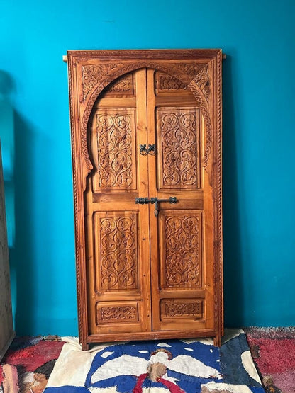 Moroccan Interior Door, Traditional Wooden Carved pannel of Best Quality of Wood , Amazing Carved Moroccan Door