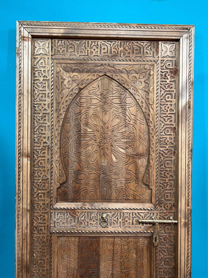 Carved Wooden Door With Copper Locker Islamic Style WRITING , Closet Interior Door designer Home Moroccan Gift Doors Modern Doors & Locks .