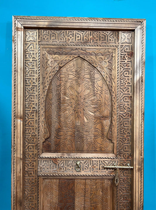 Carved Wooden Door With Copper Locker Islamic Style WRITING , Closet Interior Door designer Home Moroccan Gift Doors Modern Doors & Locks .