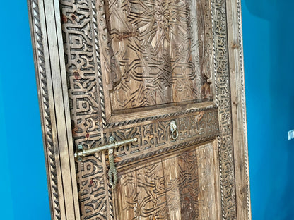 Carved Wooden Door With Copper Locker Islamic Style WRITING , Closet Interior Door designer Home Moroccan Gift Doors Modern Doors & Locks .