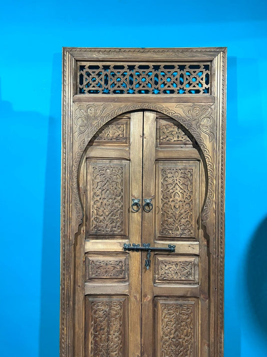 Fantastic Double Unique Door With Two carved panels , Royal Moroccan Handmade sculpture with a Moorish artwork .