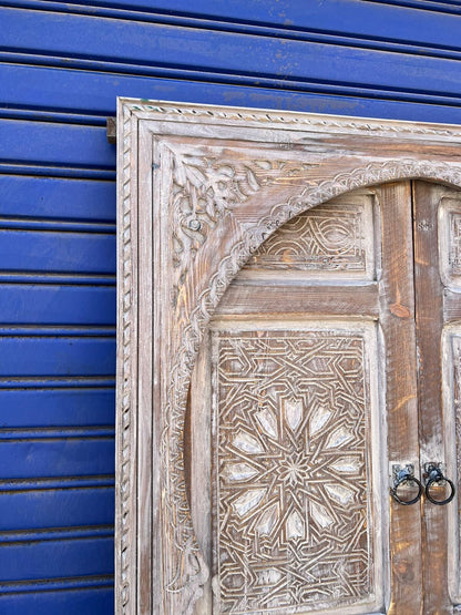 Free Shipping: Beautiful White Wooden Carved Door Entirely Handmade, Entryway Moroccan Carved Wooden Door, Reclaimed door