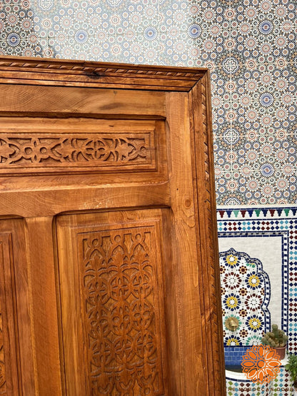 Wooden Carved Door With Carved iron  Locker Closet Interior designer Home Moroccan Gift Doors Modern Door & Locks EXTERIOR INTERIOR DOOR