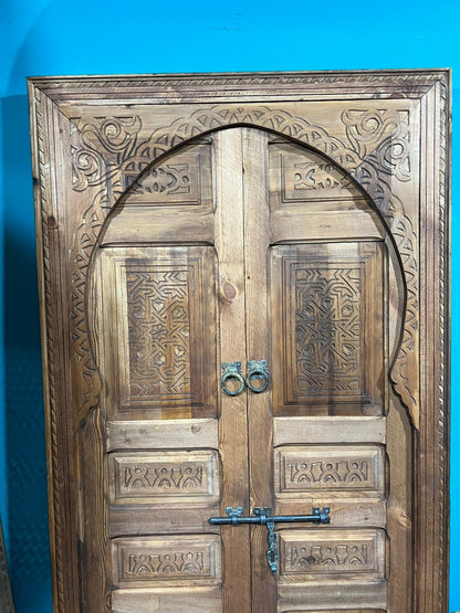 Hand Carve Old Moorish Artwork Door for Interior & Exterior, Front Double Berber Door for Sale, Beautiful Arch Architectural Door