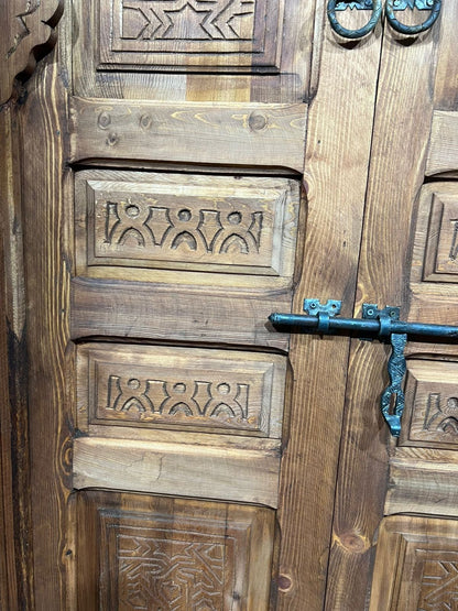 Hand Carve Old Moorish Artwork Door for Interior & Exterior, Front Double Berber Door for Sale, Beautiful Arch Architectural Door