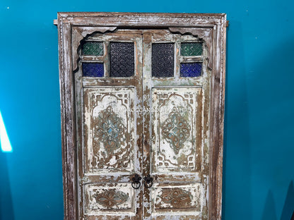 FREE SHIPPING: Beautiful Wooden Old Door With Frame, Hand Carved Wooden Moroccan Vintage door.