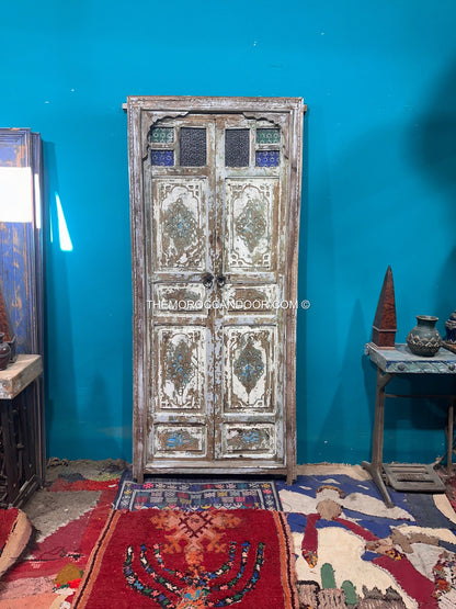 FREE SHIPPING: Beautiful Wooden Old Door With Frame, Hand Carved Wooden Moroccan Vintage door.