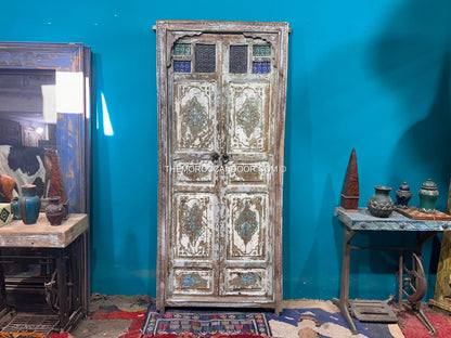 FREE SHIPPING: Beautiful Wooden Old Door With Frame, Hand Carved Wooden Moroccan Vintage door.