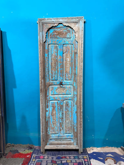 NoW WITH FREE SHIPPiNG - UNIQUE Hand Carved Old Beautiful Wooden Door, Moroccan Vintage Door.